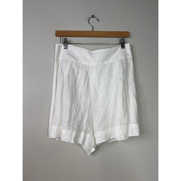 NWT Just Bee Queen High Rise Linen Pockets Marlow Chino Shorts White Sz: Medium - Picture 7 of 8